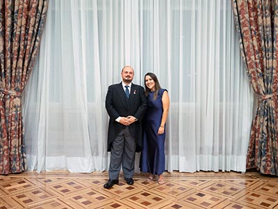 D. Eduardo Duque y Pindado acompañado de Dña. Bárbara Gonçalves y Pinto